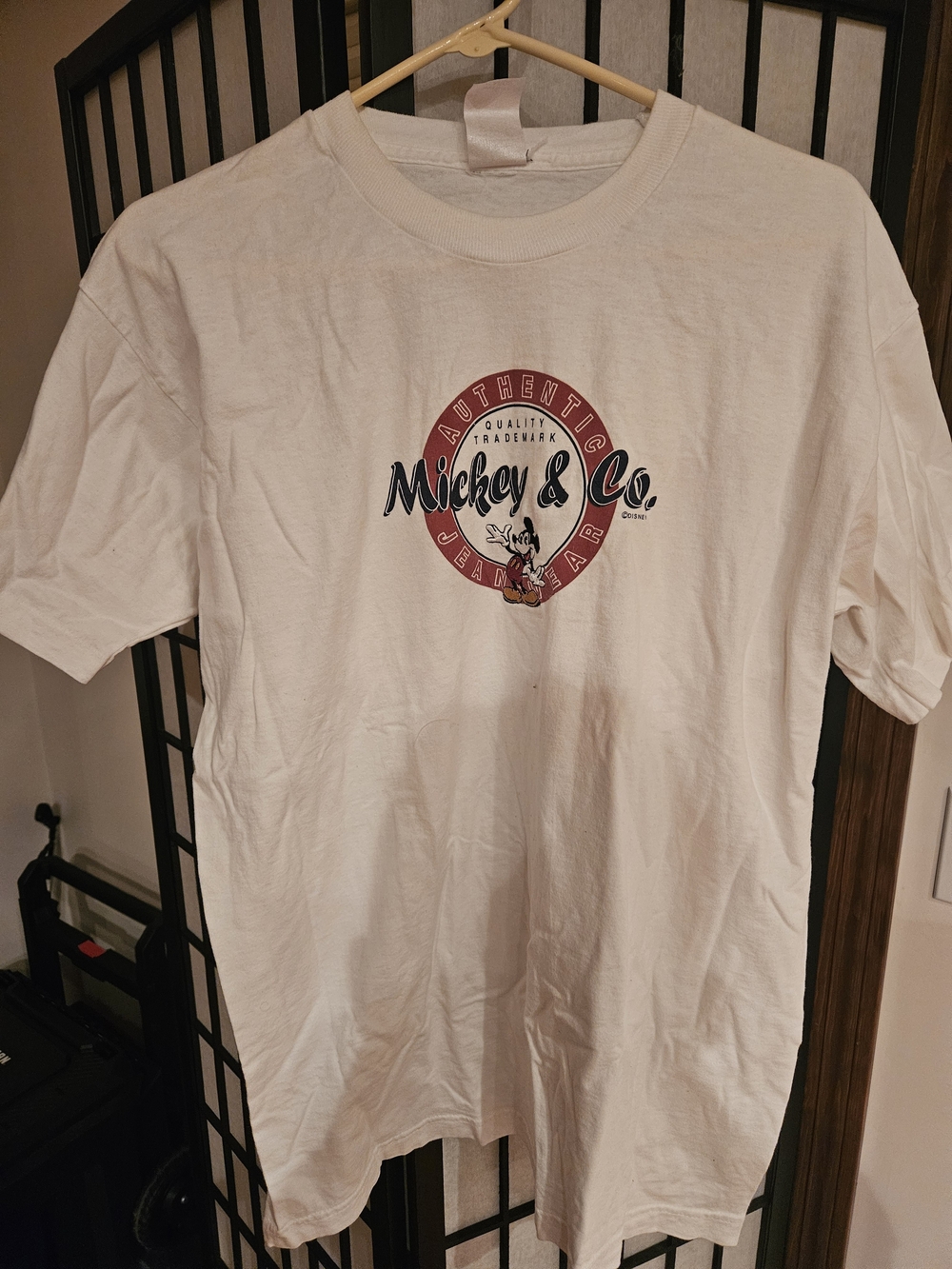 Fruit of the Loom White Tee with Red and Black Mickey Graphic